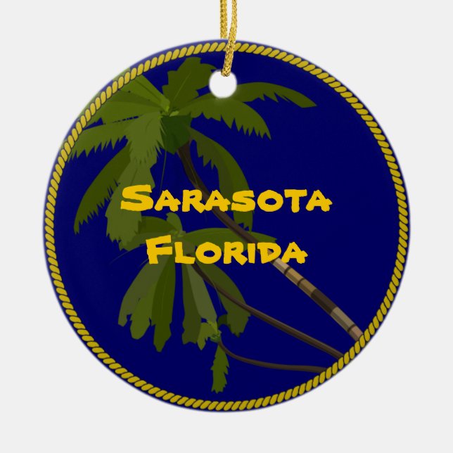 Sarasota, Florida  Ceramic Tree Decoration (Front)