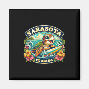 Sarasota Florida Cute Sea Turtle Surfing  Magnet