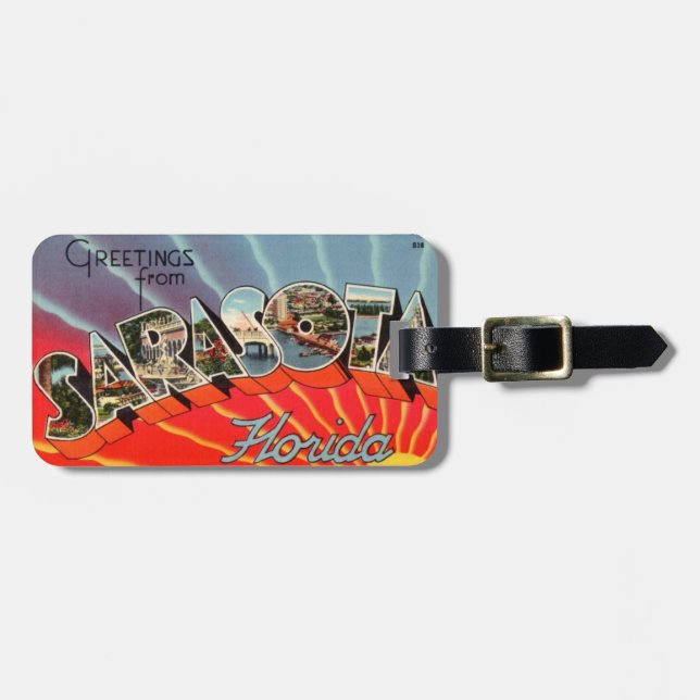 Sarasota Florida Greetings  Luggage Tag (Front Horizontal)