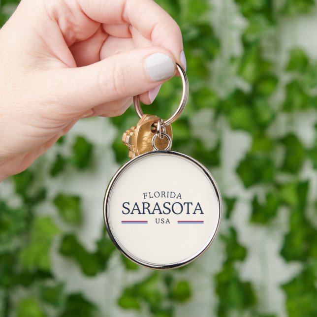 Sarasota Florida Heritage – Classic Cream Key Ring (Hand)