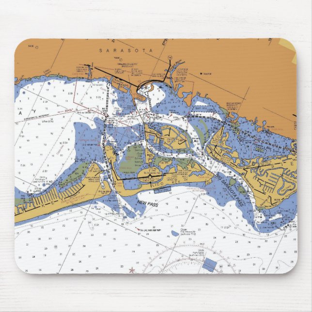 Sarasota, Florida Nautical Harbour Chart Mousepad (Front)