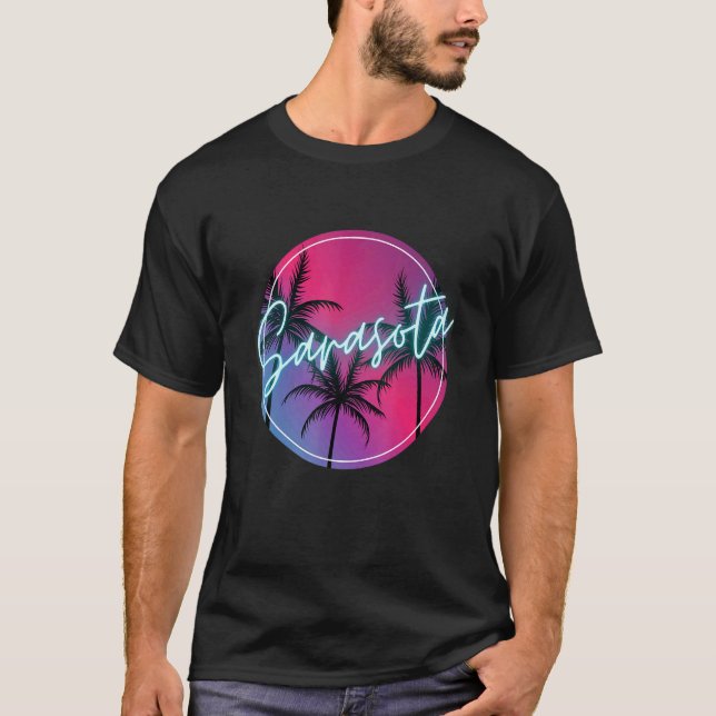 Sarasota Florida Palm Tree Retro Beach Tropical T-Shirt (Front)