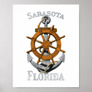 Sarasota Florida Vacation Nautical Anchor Helm Sai Poster