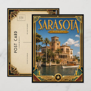 Sarasota Florida Vintage Art Deco Golden Age Postcard
