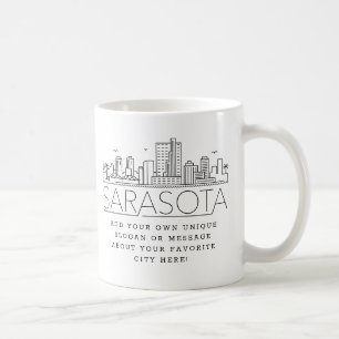 Sarasota Stylised Skyline   Custom Slogan Coffee Mug