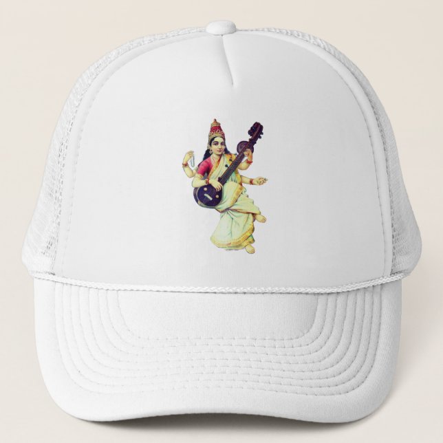 Saraswati, Hindu Goddess Trucker Hat (Front)