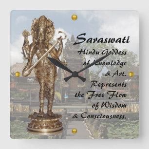 Saraswati in Bali Square Wall Clock