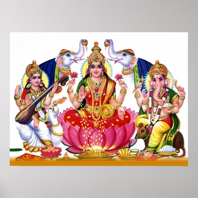 Saraswati,Laxmi,Ganesha Poster (Front)