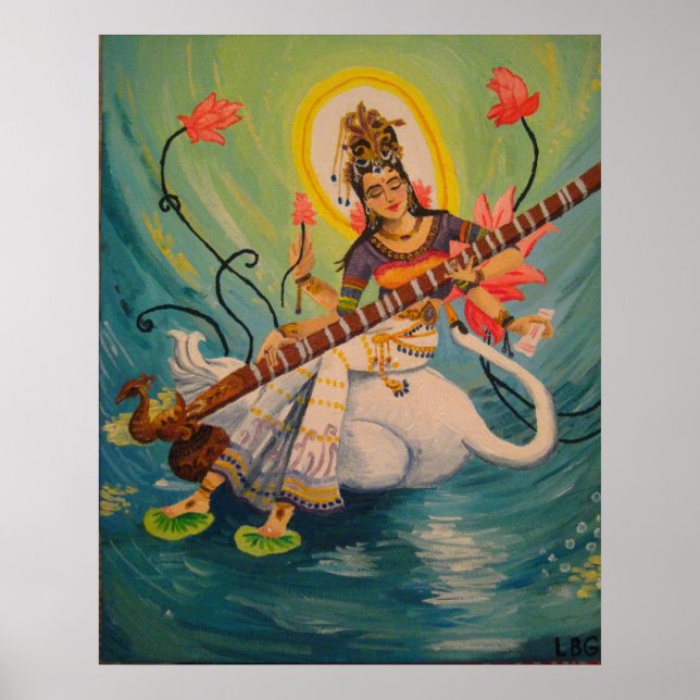 Saraswati Painting Poster (Front)