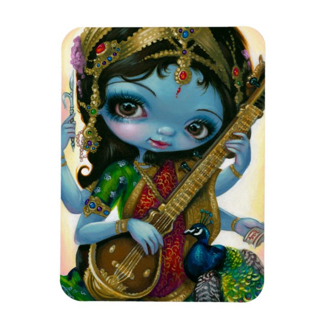 "Saraswati Playing Veena" Flex Magnet (Vertical)