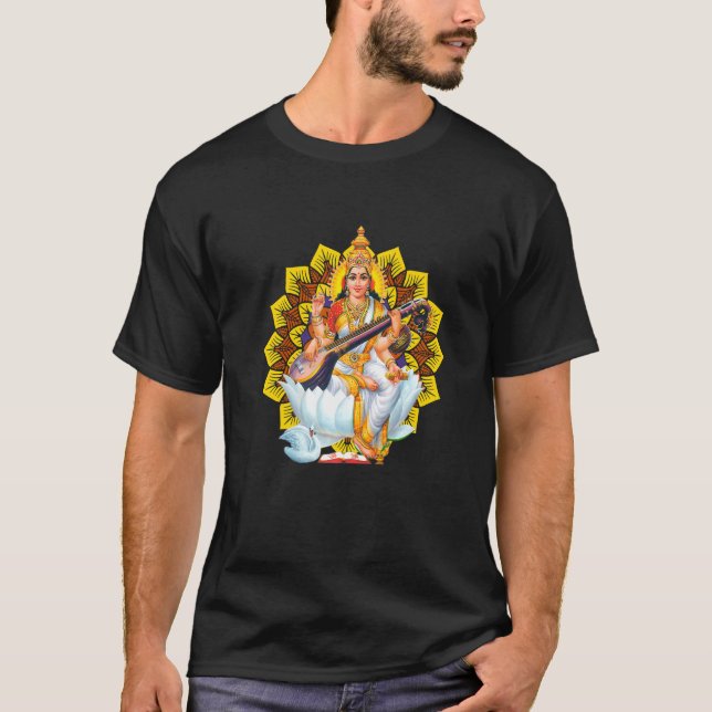 Saraswati Sacred Geometry Third Eye Isha Hindu Lin T-Shirt (Front)