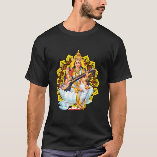 Saraswati Sacred Geometry Third Eye Isha Hindu Lin T-Shirt (Front)