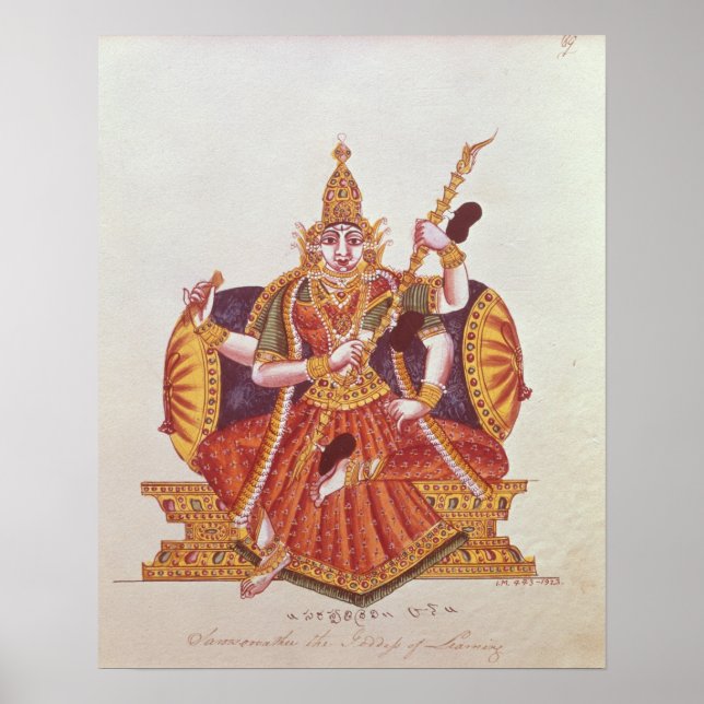 Saratheswathee, hindu goddess of learning poster (Front)
