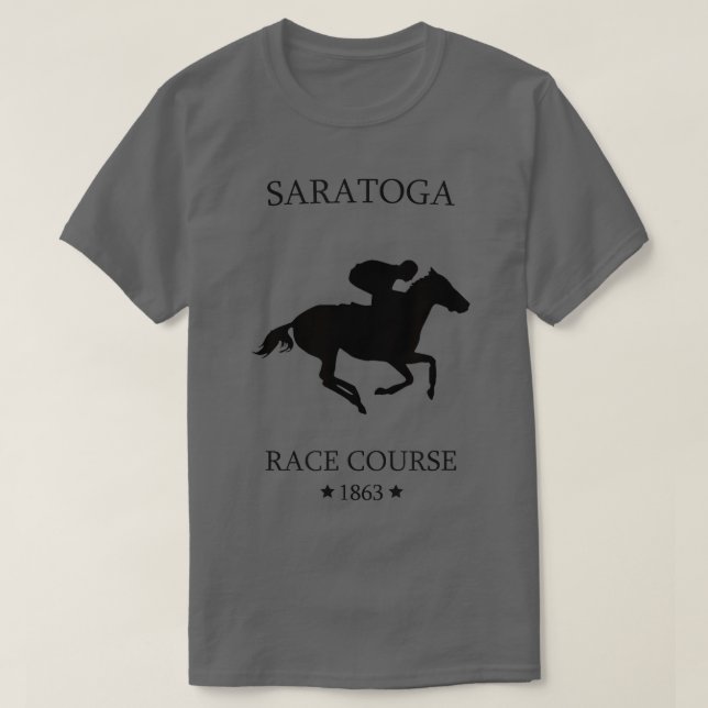 Saratoga New York thoroughbred horse racing track T-Shirt (Design Front)