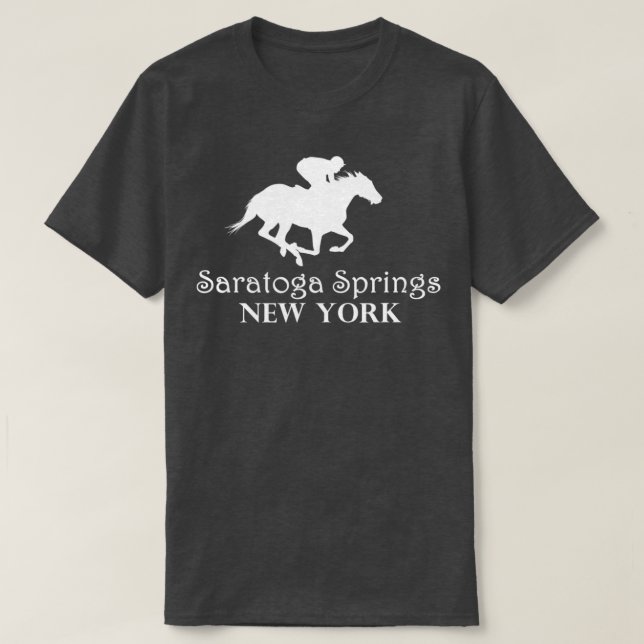 Saratoga Springs New York Horse Racing Jockey T-Sh T-Shirt (Design Front)