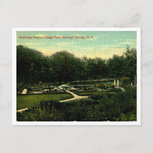 Saratoga Springs NY, Village Park, 1910s Vintage Postcard
