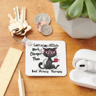Sarcasm & Attitude Funny Cat Lover Gift Key Ring