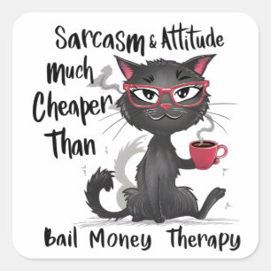 Sarcasm & Attitude Funny Cat Lover Gift  Square Sticker
