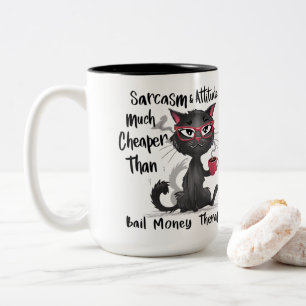 Sarcasm & Attitude Funny Cat Lover Gift Two-Tone Coffee Mug