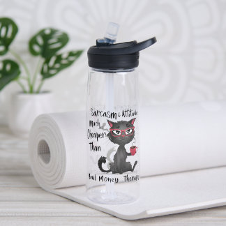 Sarcasm & Attitude Funny Cat Lover Gift Water Bottle