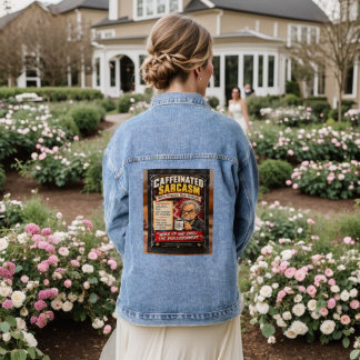 sarcasm coffee denim jacket by ej gold