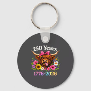 Sarcasm Highland Cow Happy New 250 Years American  Key Ring