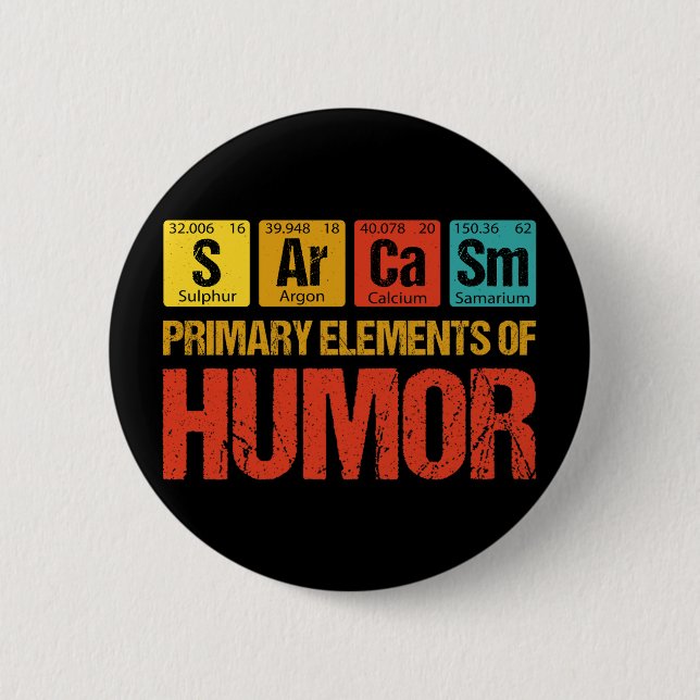 Sarcasm Primary Elements of Humour 6 Cm Round Badge (Front)
