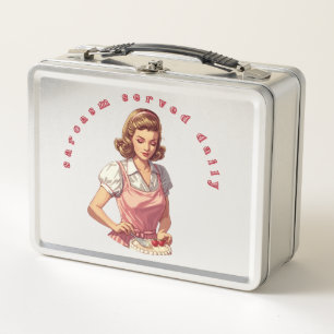 “Sarcasm Served Daily” Funny Retro Housewife Metal Lunch Box