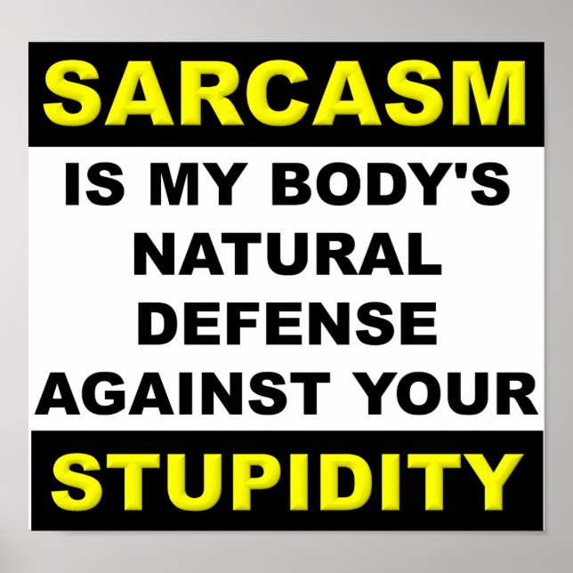 Sarcasm Stupidity Defence Poster Sign Funny (Front)