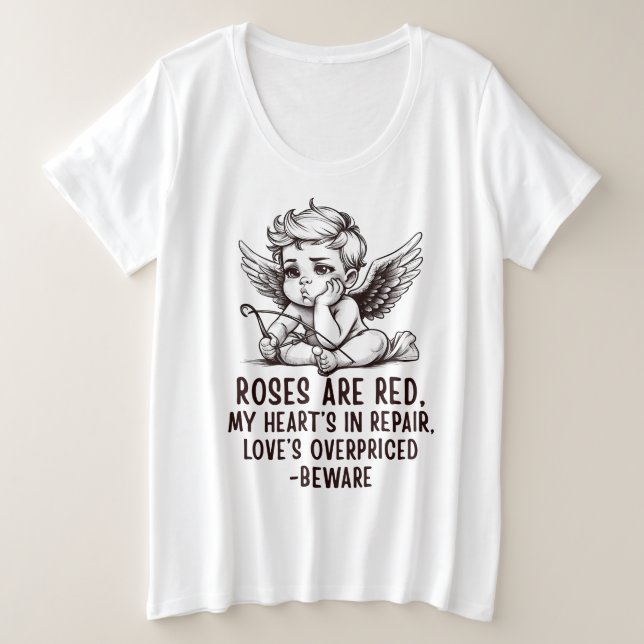 Sarcastic Anti-Valentine Cupid T-Shirt Plus Size T-Shirt (Design Front)