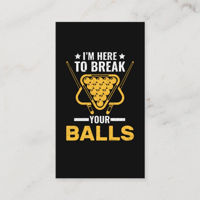 Sarcastic Billard Joke Pool Player Business Card (Front)