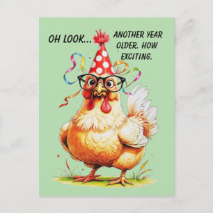 Sarcastic Birthday Humour with Judgy Chicken Postcard