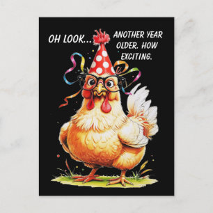 Sarcastic Birthday Humour with Judgy Chicken Postcard