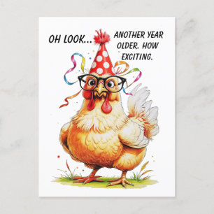 Sarcastic Birthday Humour with Judgy Chicken Postcard