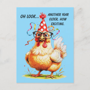 Sarcastic Birthday Humour with Judgy Chicken Postcard