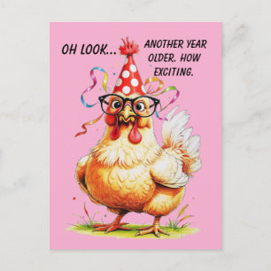 Sarcastic Birthday Humour with Judgy Chicken Postcard