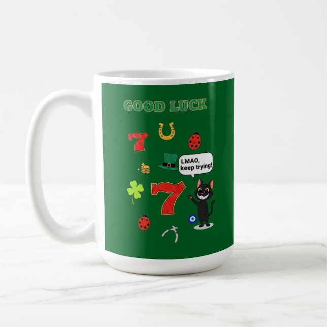 Sarcastic black cat  and Lucky charms Coffee Mug (Left)