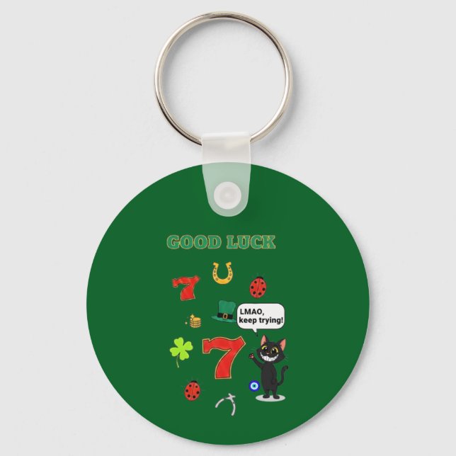 Sarcastic black cat  and Lucky charms Key Ring (Front)