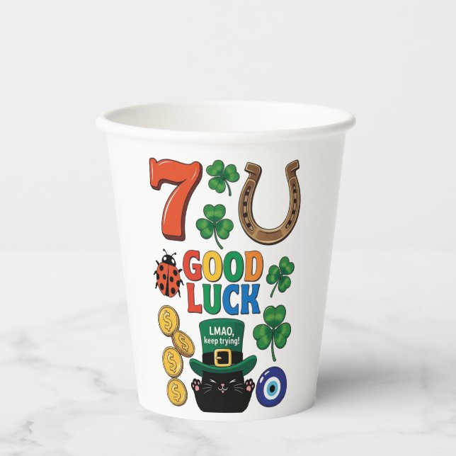 Sarcastic black cat  and Lucky charms Paper Cups (Front)