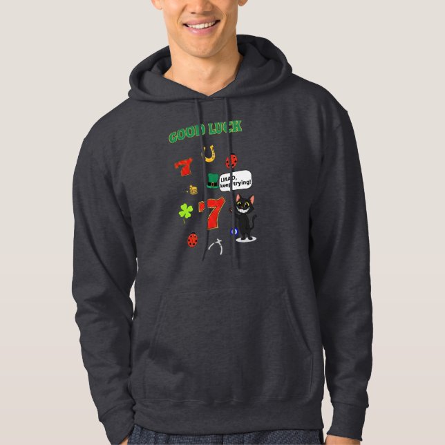 Sarcastic black cat &Lucky charms Hoodie (Front)