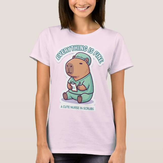Sarcastic Capybara Nurse T-Shirt (Front)