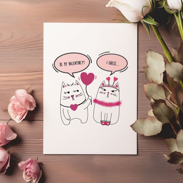 Sarcastic Cartoon Cat Couple Valentine's Day  Holiday Card (Creator Uploaded)