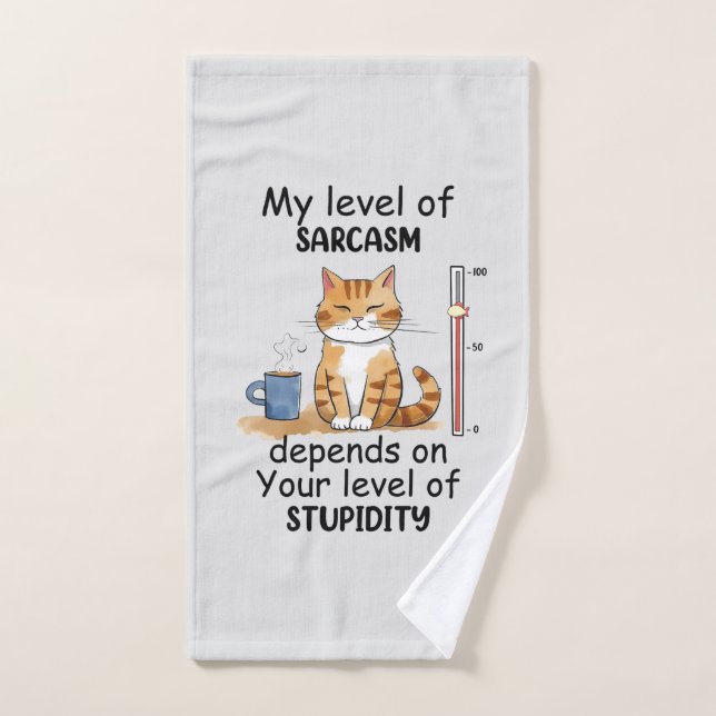Sarcastic Cat – Funny Orange Art Bath Towel Set (Hand Towel)