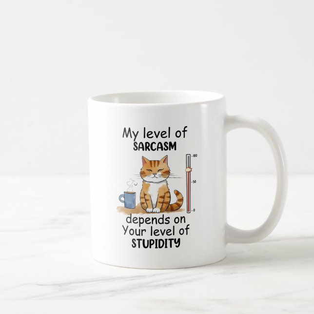 Sarcastic Cat – Funny Orange Art Coffee Mug (Right)