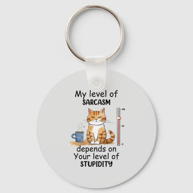 Sarcastic Cat – Funny Orange Art Key Ring (Front)
