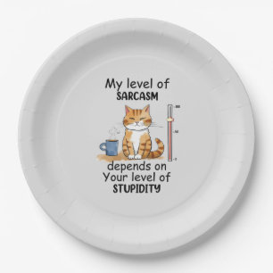 Sarcastic Cat – Funny Orange Art Paper Plate