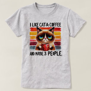 Sarcastic Cat Graphic Tee - My Cat, Coffee & 3
