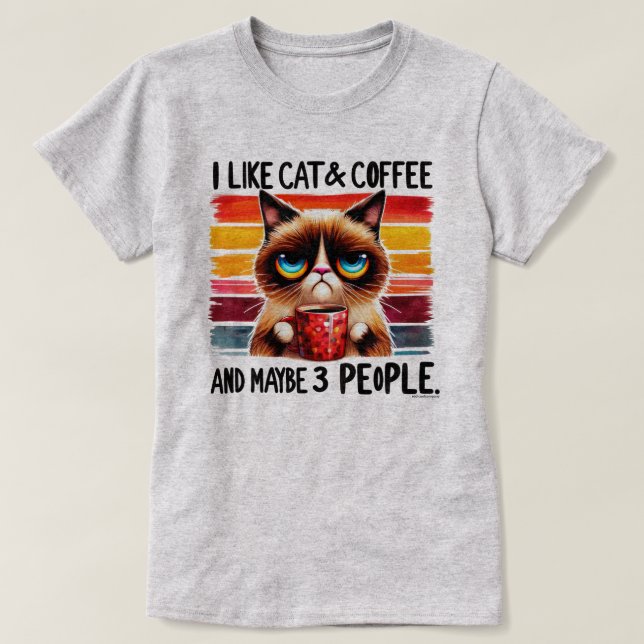 Sarcastic Cat Graphic Tee - My Cat, Coffee & 3  (Design Front)