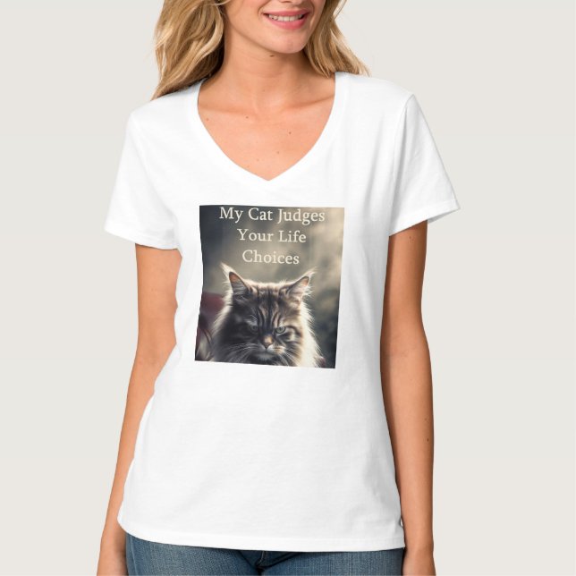 Sarcastic Cat Judging You T-Shirt (Front)