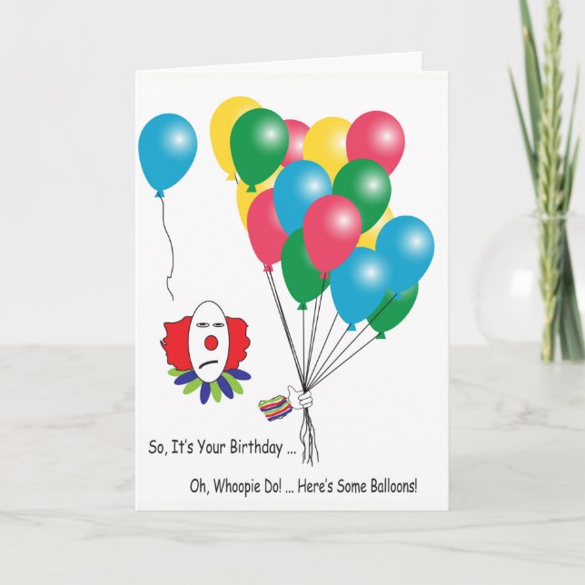 Sarcastic Clown with Balloons Birthday Card arc1 (Front)